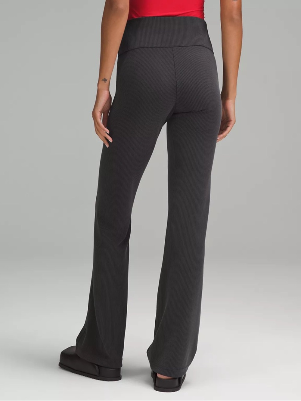 Lululemon Black Charcoal Ribbed Softstreme Flared Pant - Picture 8 of 10